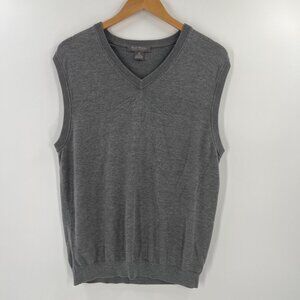 Daniel Cremieux Mens Gray Silk Blend V-Neck Sweater Vest